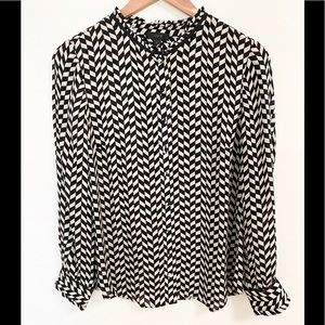 J. Crew black & cream button down check blouse
